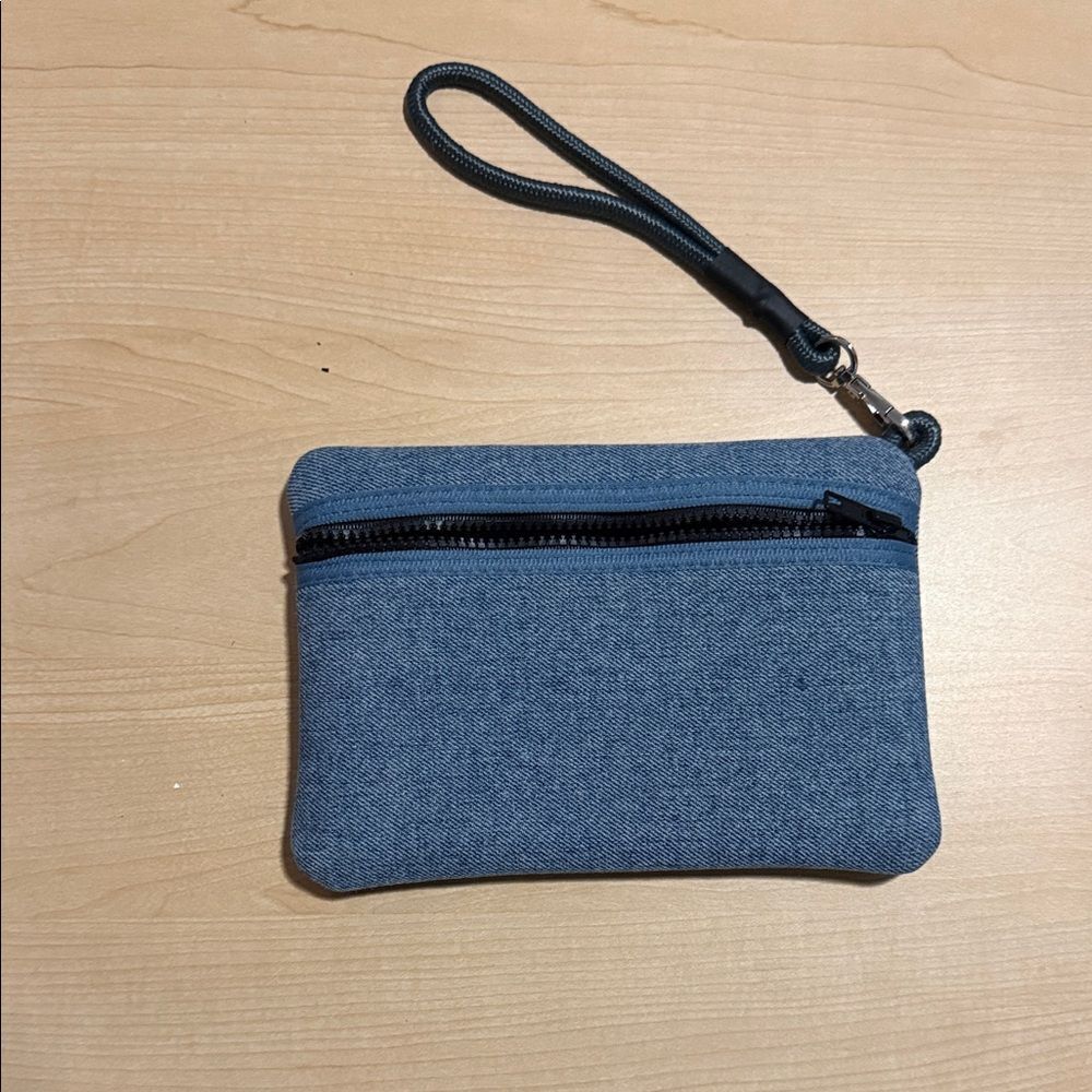Stylish Denim Small Wristlet Zip Pouch - Detachable Wristlet - NEW